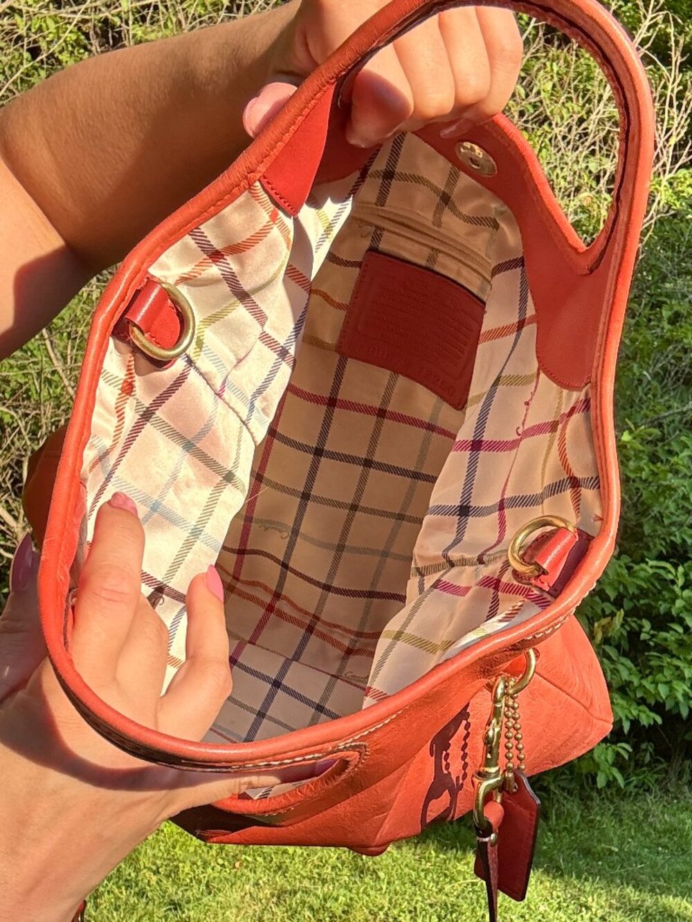 Coach Ergo Leather Tote 12250 Coral Kisslock Crossbody Shoulder Bag Clutch - Picture 5 of 12